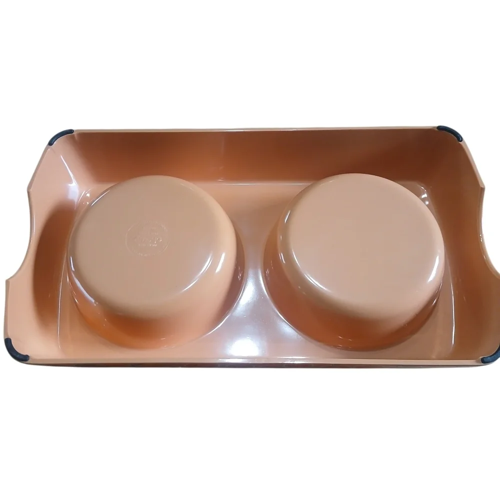 Disney Orange Pattern Double Pet Bowl - Peach Bowls with Orange Print